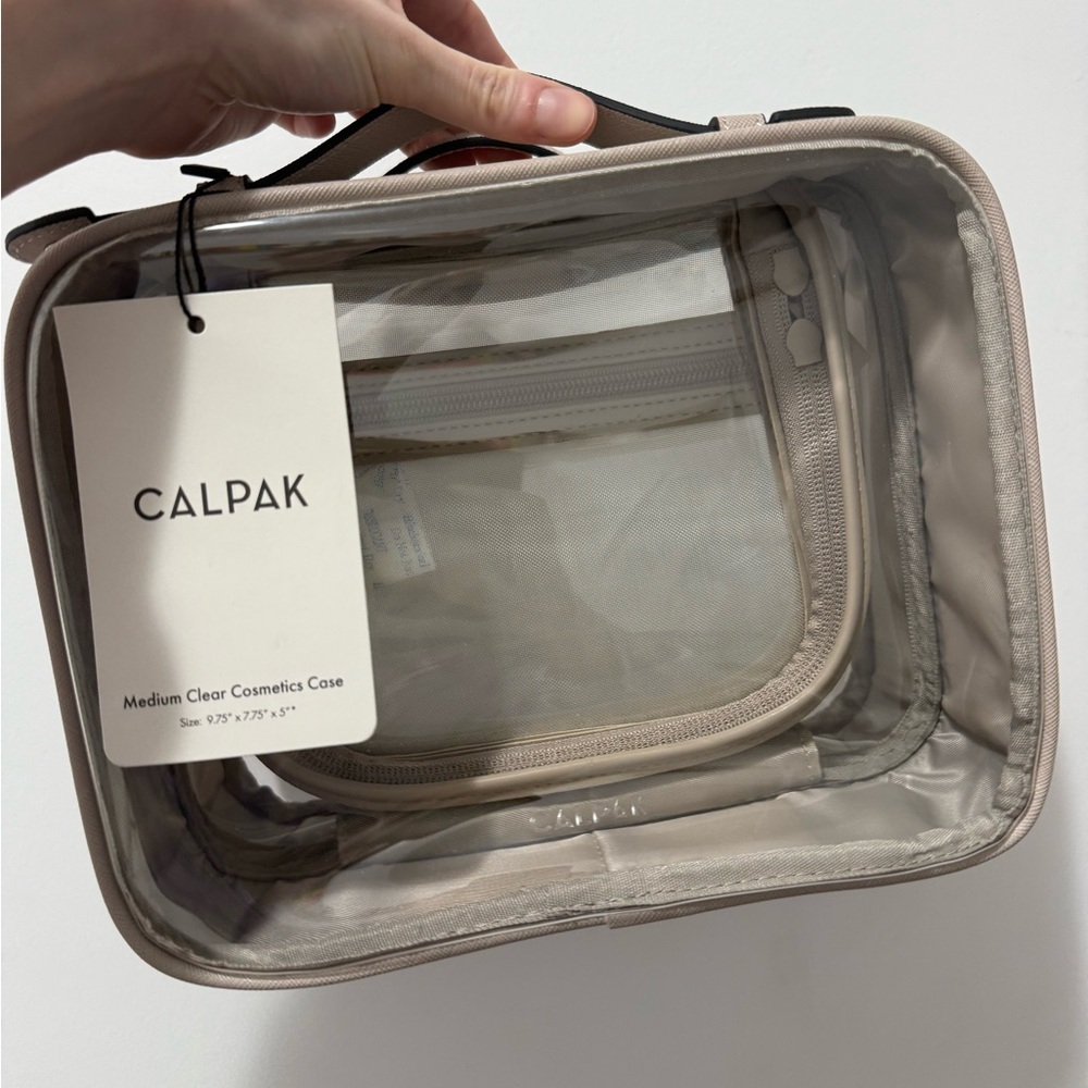 NWT Calpak Medium Clear Cosmetic Case in Stone - Picture 3 of 7